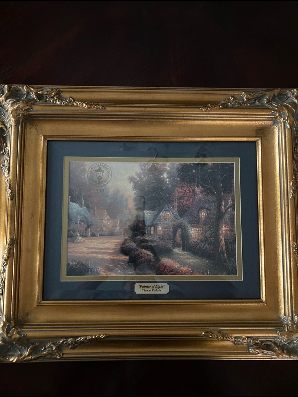 Thomas Kinkade “Painter of Light”Art 12x8 double matted frame 20x24 matted